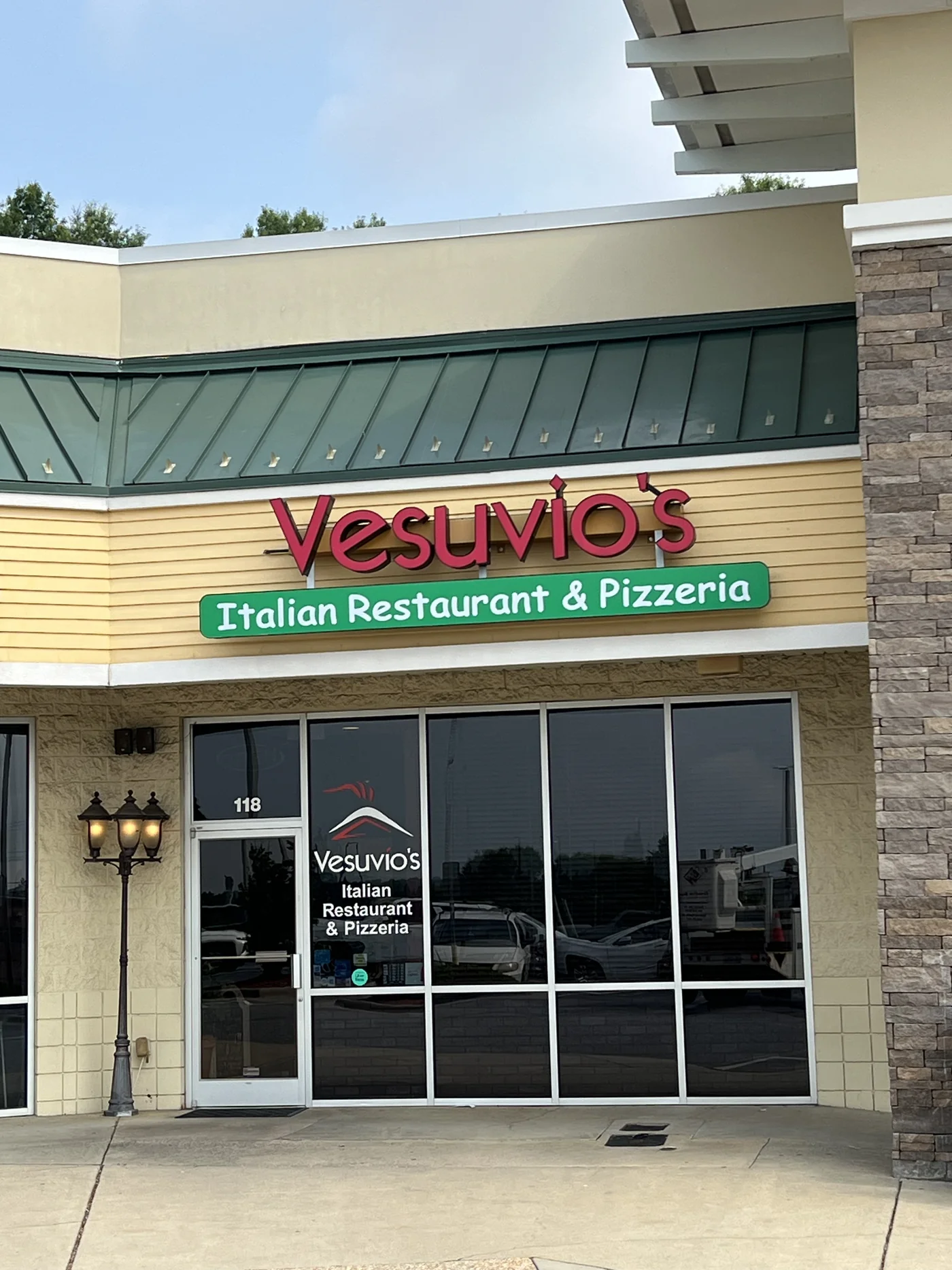 Dimensional restaurant lettering above the Vesuvio’s storefront